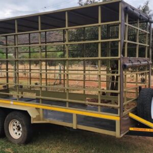 Flat deck with cage double braked axle trailer