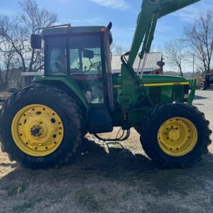 2001 John Deere 7410 mfwd cab tractor loader